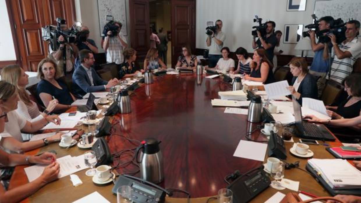 Miembros de diferentes partidos durante la reunión de la subcomisión del Congreso que tiene como finalidad articular un pacto de Estado en materia de violencia de género, donde se tiene previsto aprobar el informe final