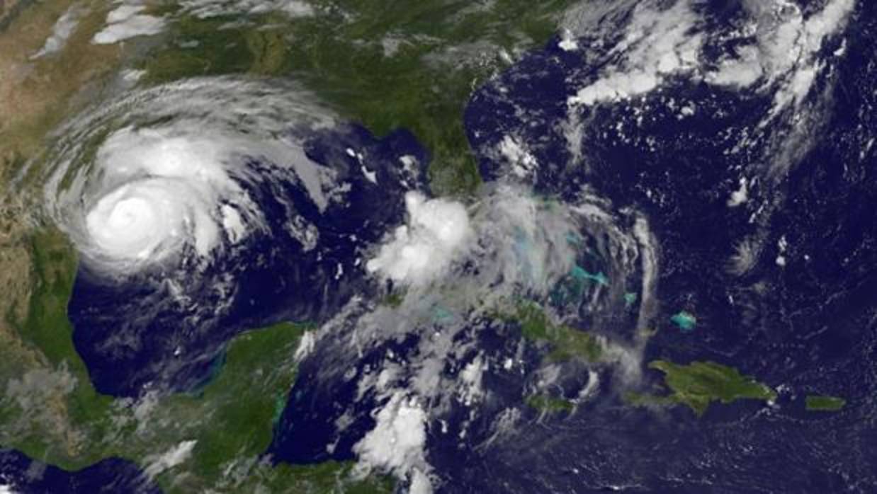 Imagen satétile del huracán Harvey aproximándose a Texas
