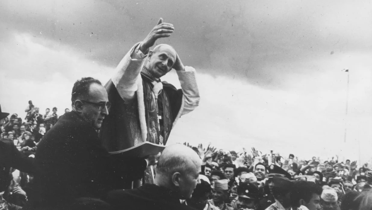 Pablo VI, durante su viaje a Bogotá, en 1968