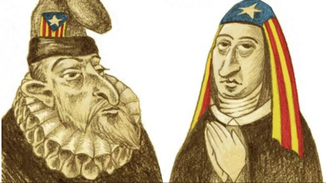 Caricaturas de Cervantes y Santa Teresa