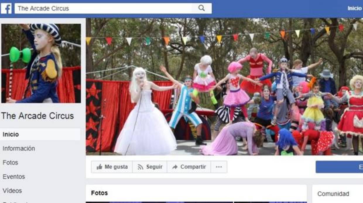 Página de Facebook del circo Arcade