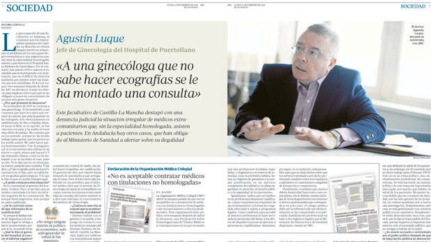 ABC entrevistó ayer en exclusiva al doctor Agustín Luque, que denunció