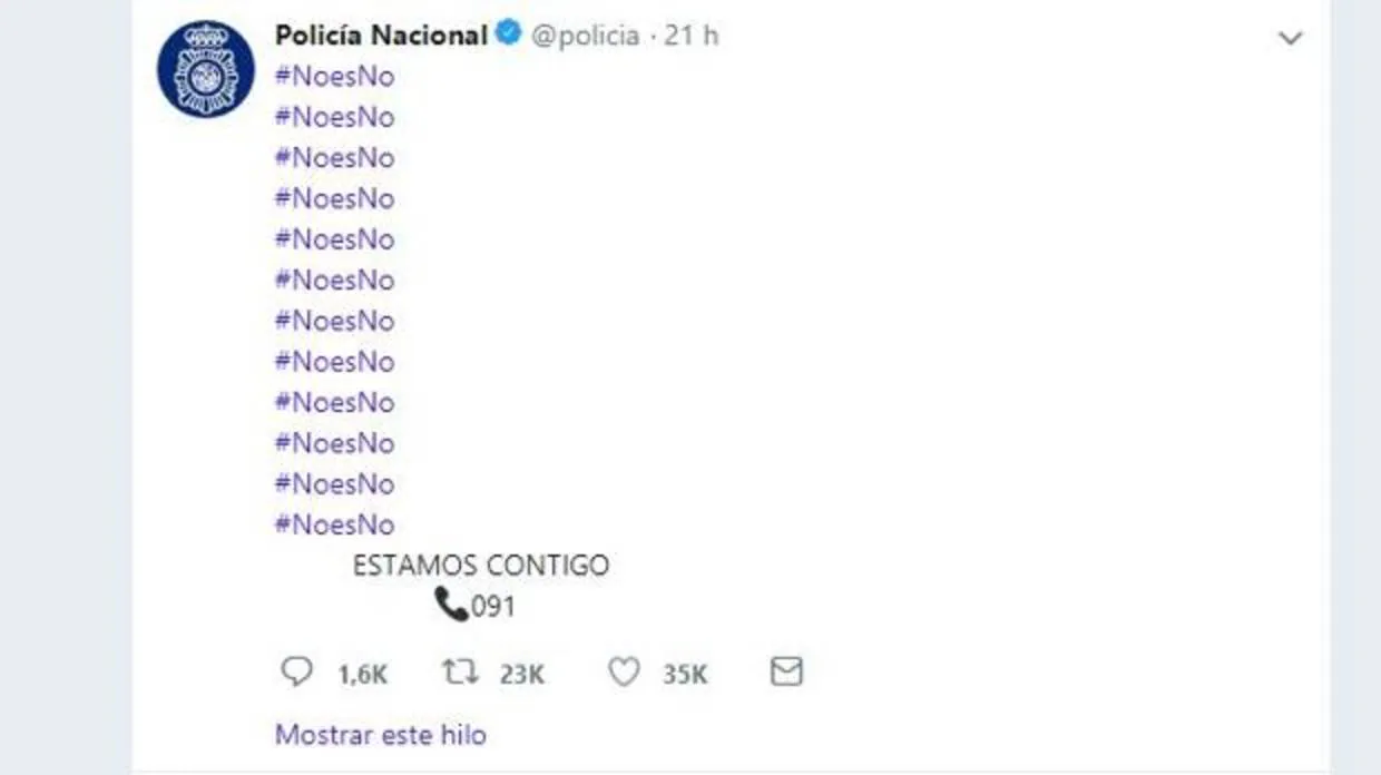 El tuit de la Policía Nacional tras la sentencia de La Manada que se ha hecho viral