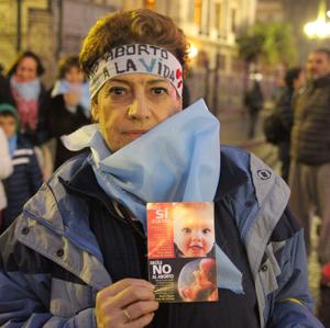 Manifestación en contra de la legalización del aborto en Buenos Aires