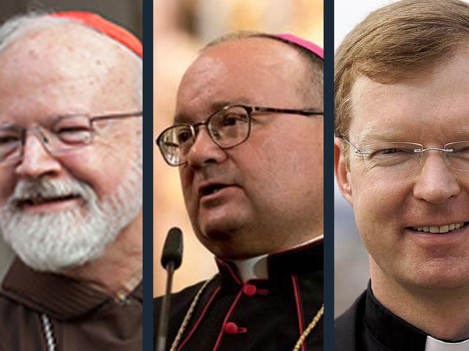 El arzobispo de Boston, Sean O’Malley, el antiguo fiscal Charles Scicluna y el psicólogo jesuita Hans Zollner