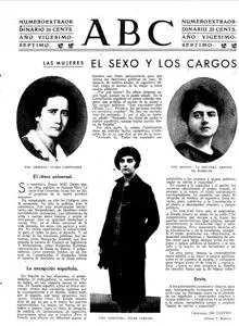 En 1934, Clara Campoamor fue nombrada directora general de Beneficencia y deplegó una impresionante actividad. En 1931 Campoamor aparece en una Tercera de ABC en la que Cristóbal de Castro defiende la presencia de las mujeres en los cargos públicos.