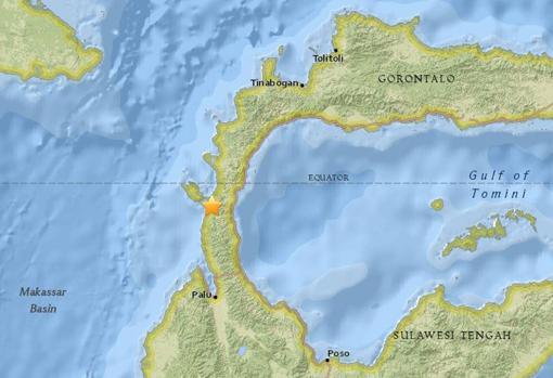 La imagen representa la zona en la que han tenido lugar los terremotos