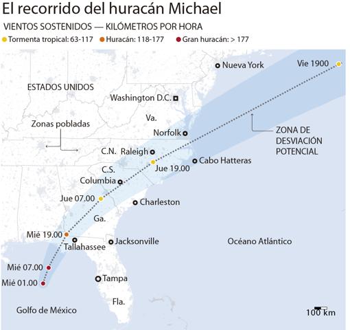 El recorrido del huracán