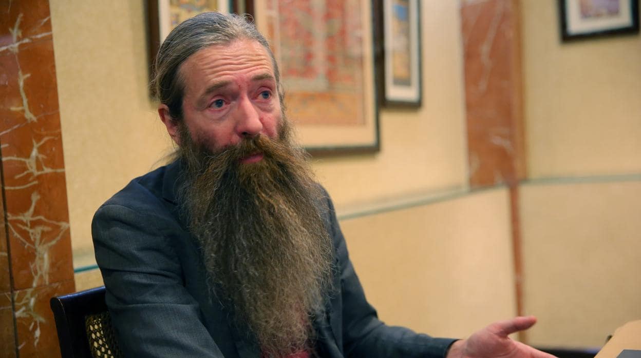 Aubrey de Grey , durante su visita a Madrid