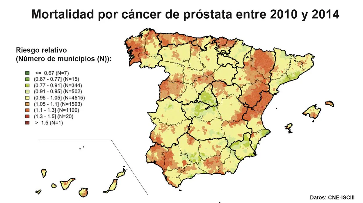 Estas son las comunidades con más muertes por cáncer de próstata
