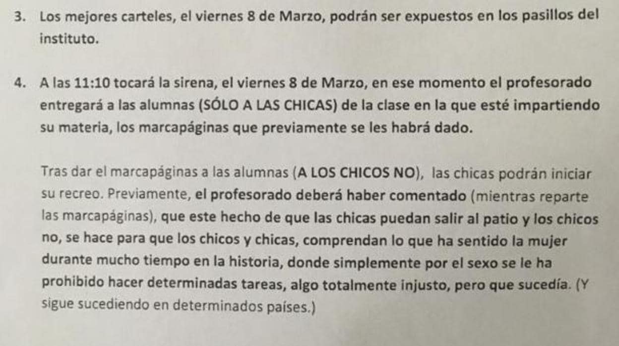 Vox denuncia que un instituto de Huelva «castigará» sin recreo a los alumnos varones el 8-M