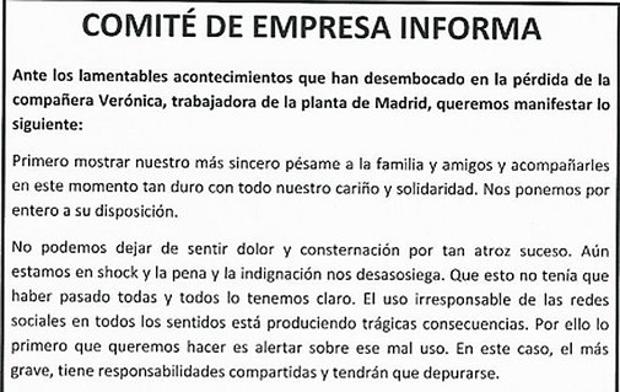 Los trabajadores de Iveco, en «shock» tras el suicidio de una empleada por la difusión de un vídeo sexual