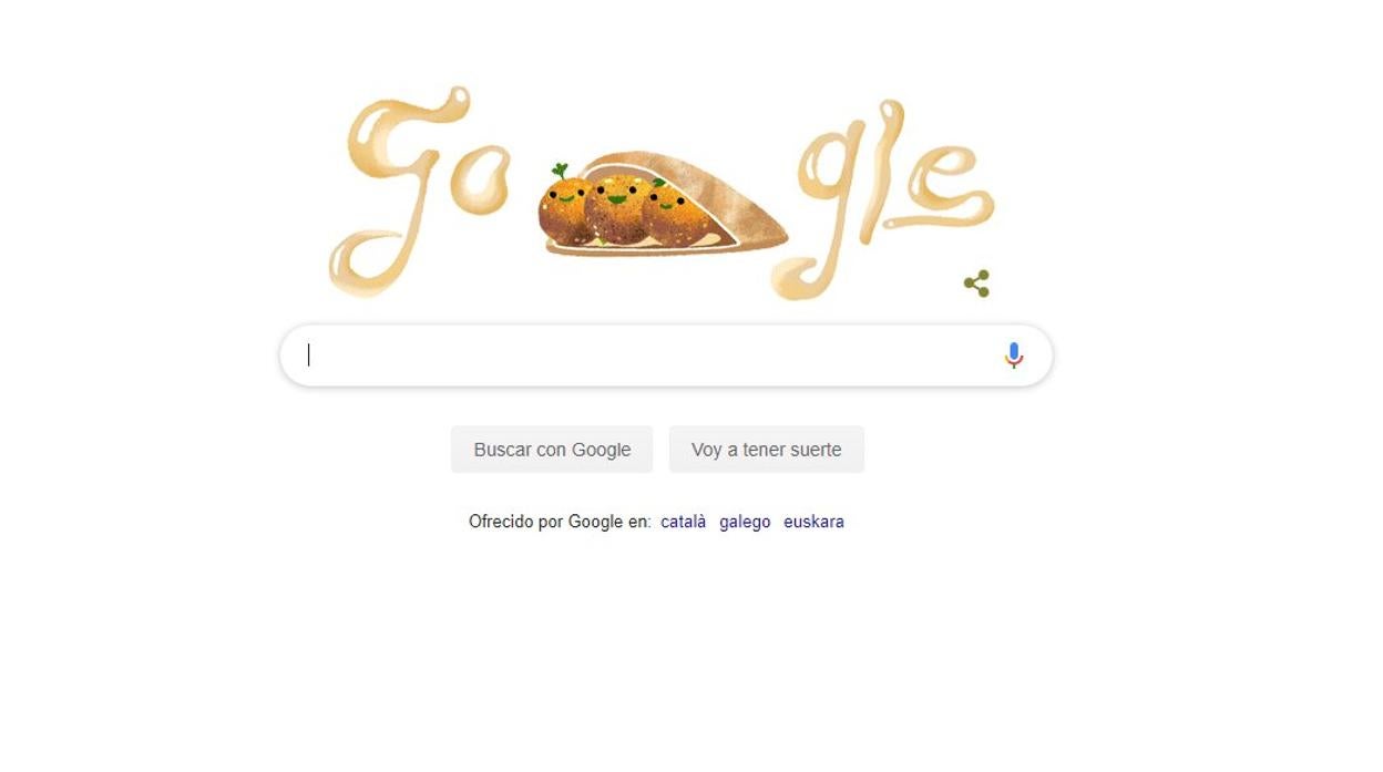 Tres sonrientes bolas de falafel protagonizan el doodle de Google