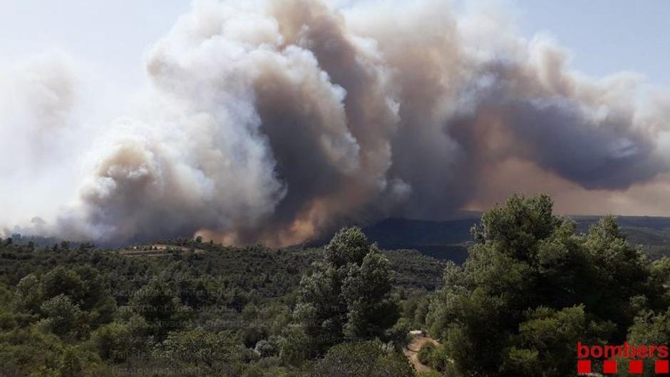 Un incendio asola la Torre de l'Espanyol (Tarragona)
