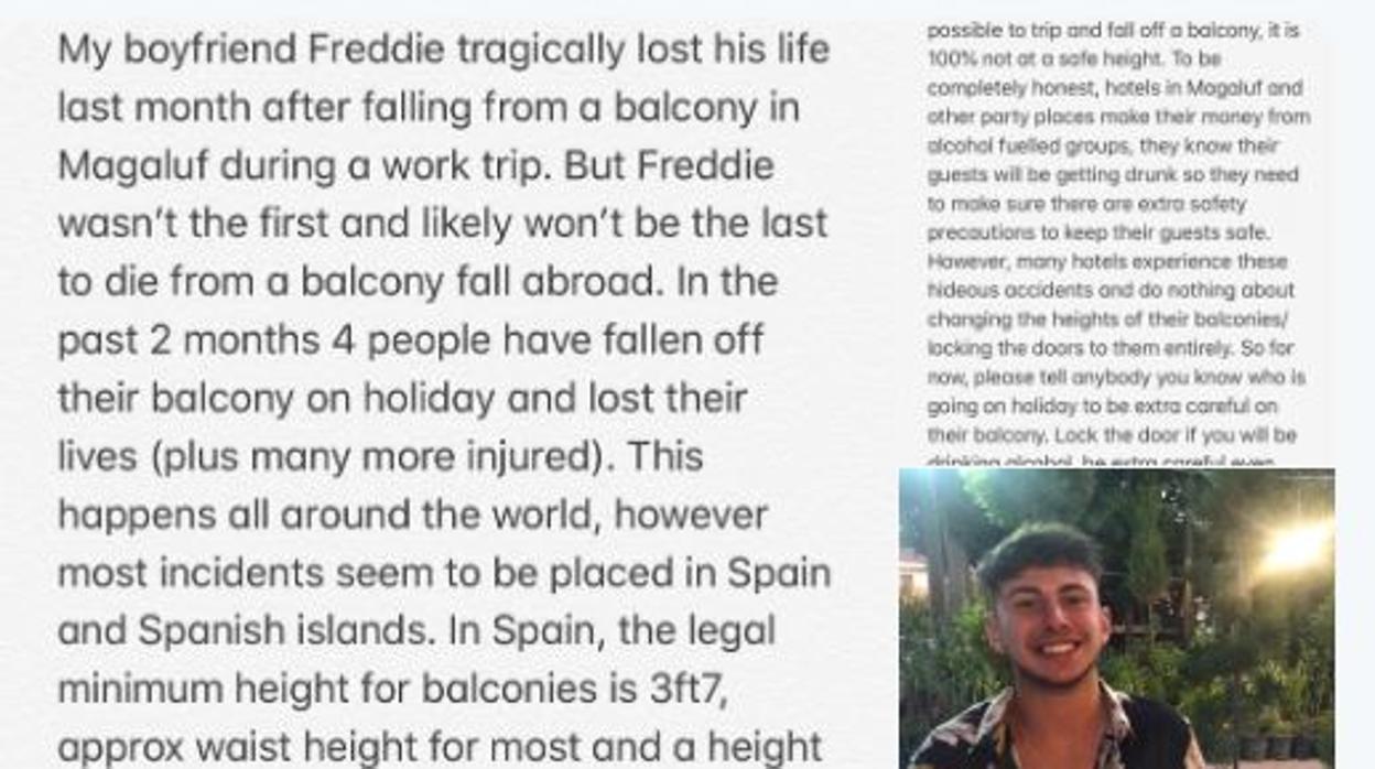 La novia del turista inglés fallecido en junio en Magaluf critica la baja altura de las barandillas en España