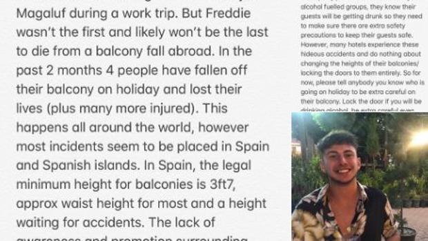 La novia del turista inglés fallecido en junio en Magaluf critica la baja altura de las barandillas en España