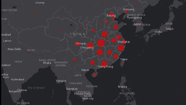 El mapa interactivo que muestra en tiempo real los contagios y muertes por el coronavirus de China