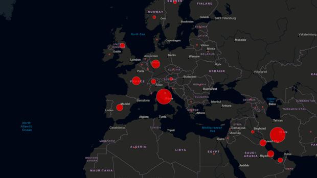 El mapa de los contagios de coronavirus en tiempo real