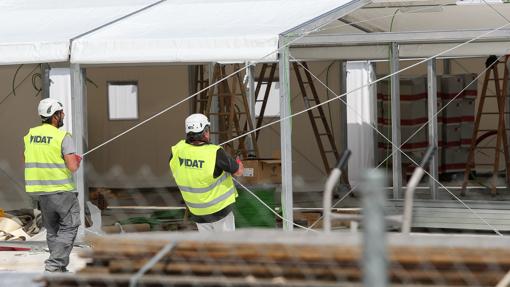 Obras del hospital de campaña cerca de La Fe, en Valencia