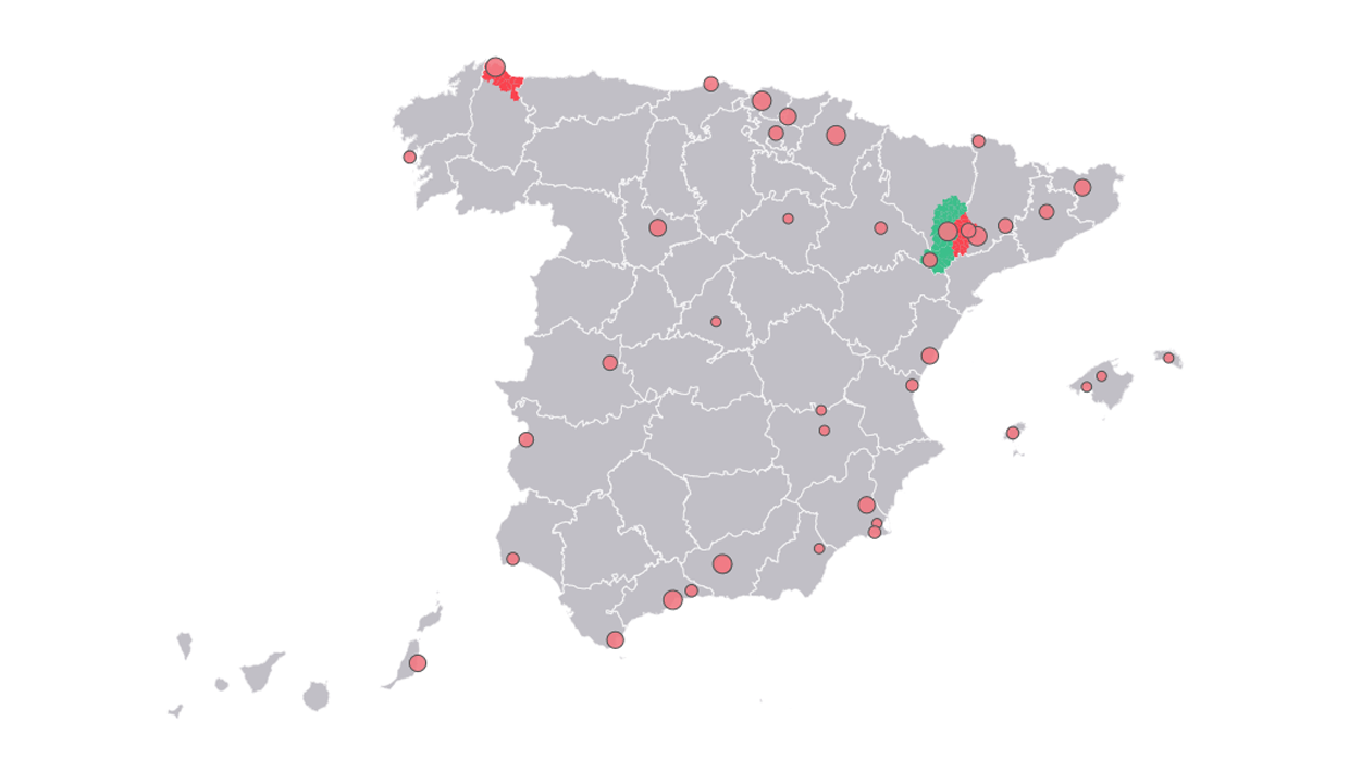 El mapa de los rebrotes de coronavirus en España