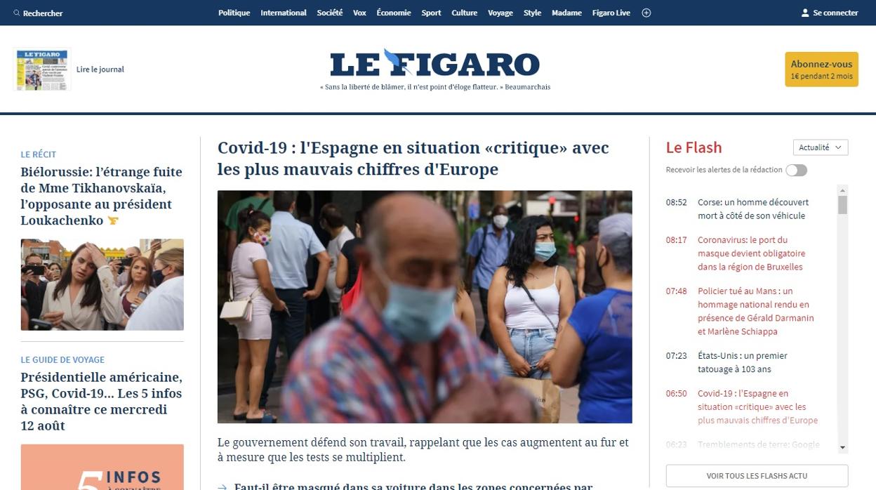 Prensa francesa hablando de la gestión del coronavirus en España