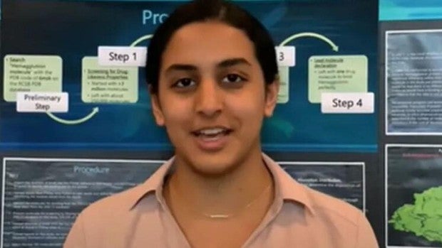 Anika Chebrolu, una joven de 14 años, logra desarrollar un posible tratamiento contra el coronavirus
