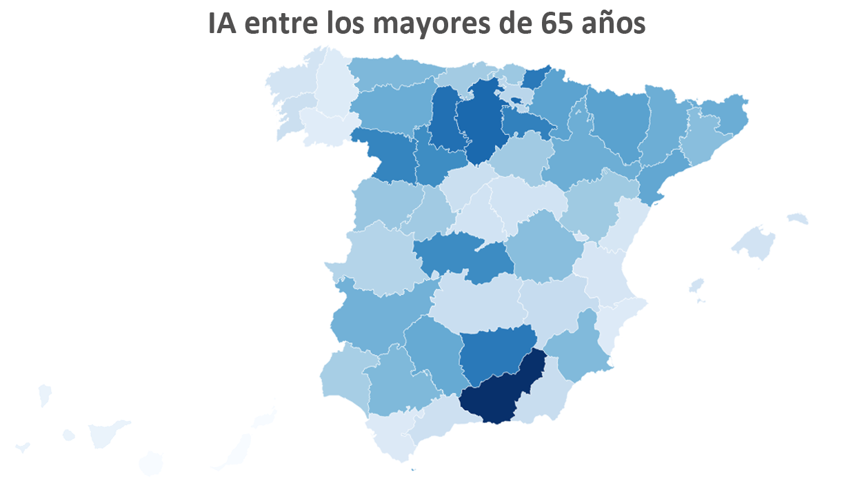 Estas son las provincias con más casos de coronavirus entre los mayores de 65