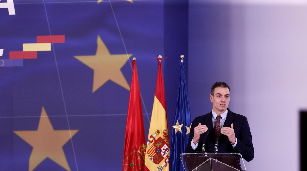 El presidente del Gobierno, Pedro Sánchez, durante la presentación en Navarra del Plan de Recuperación, Transformación y Resiliencia de la Economía Española