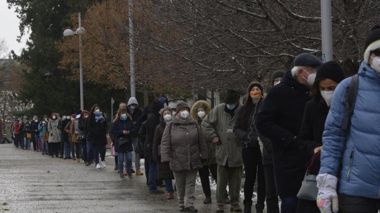 Ciudadanos vieneses hacen cola para someterse a un test de antígenos