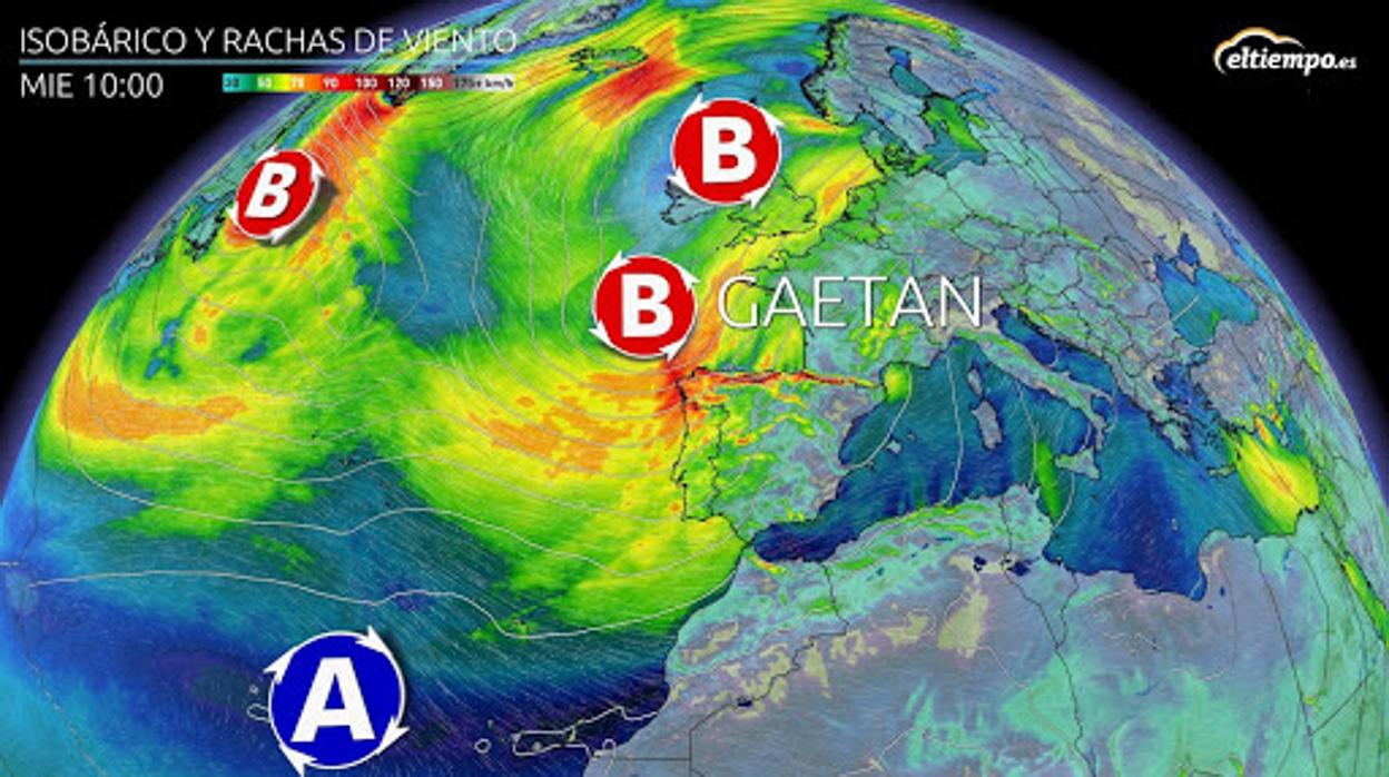 La borrasca Gaetan traerá viento y lluvia a partir del miércoles