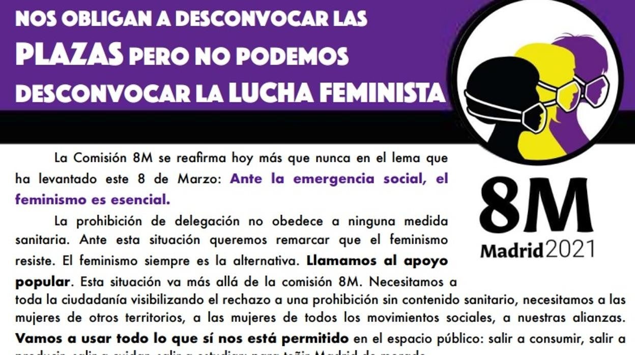 La Comisión del 8-M pide la dimisión de Franco: «La situación sanitaria es una excusa. Hay razones políticas»