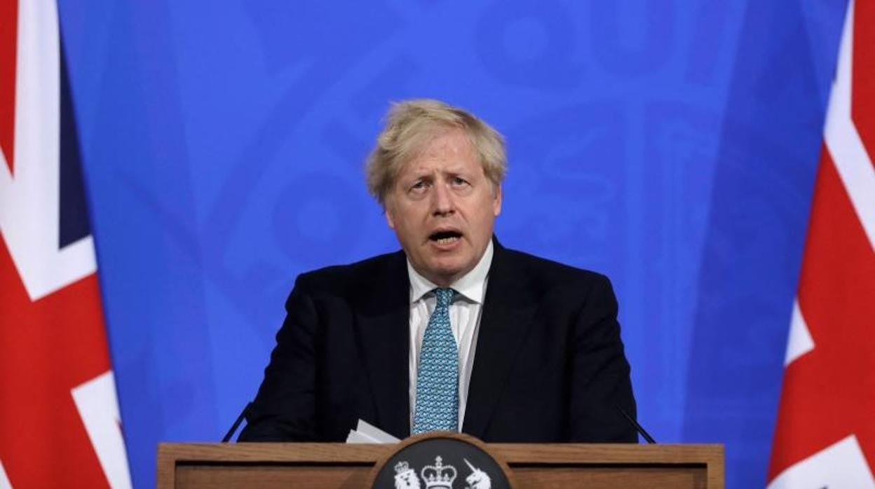 Boris Johnson, primer ministro de Reino Unido, durante una rueda de prensa