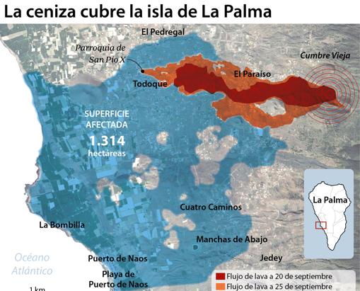 No hubo milagro: la lava derruye la iglesia de Todoque