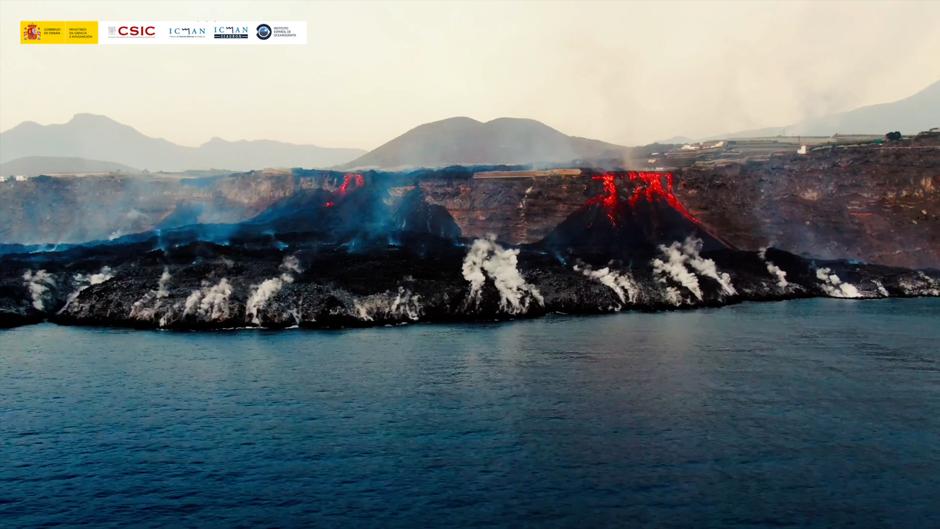 Las imágenes a vista de dron que muestran la extensión del delta de lava