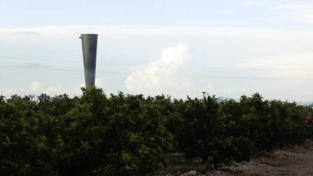 Imagen de un cañón sónico para deshacer tormentas difundida por Compromís