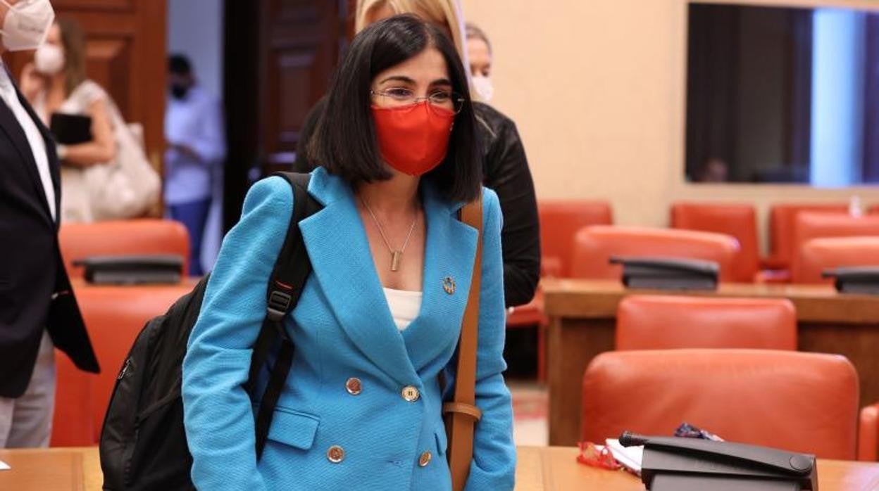 La ministra de Sanidad durante una reunión de la Comisión el pasado mes de julio