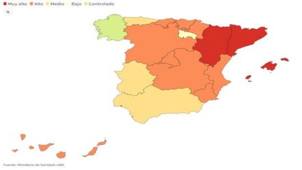 Coronavirus en España hoy: mapa de riesgo por comunidades autónomas