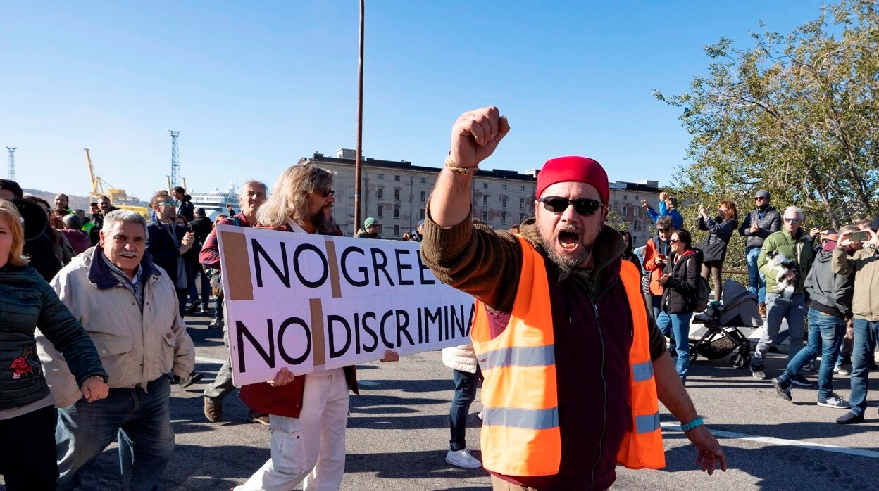Protesta de antivacunas en Italia