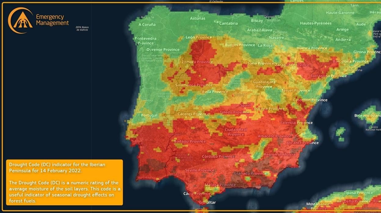 Mapa de probabilidad de incendios en la Península Ibérica