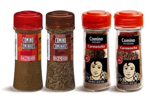 Comino molido y en grano de las marcas Carmencita y Hacendado