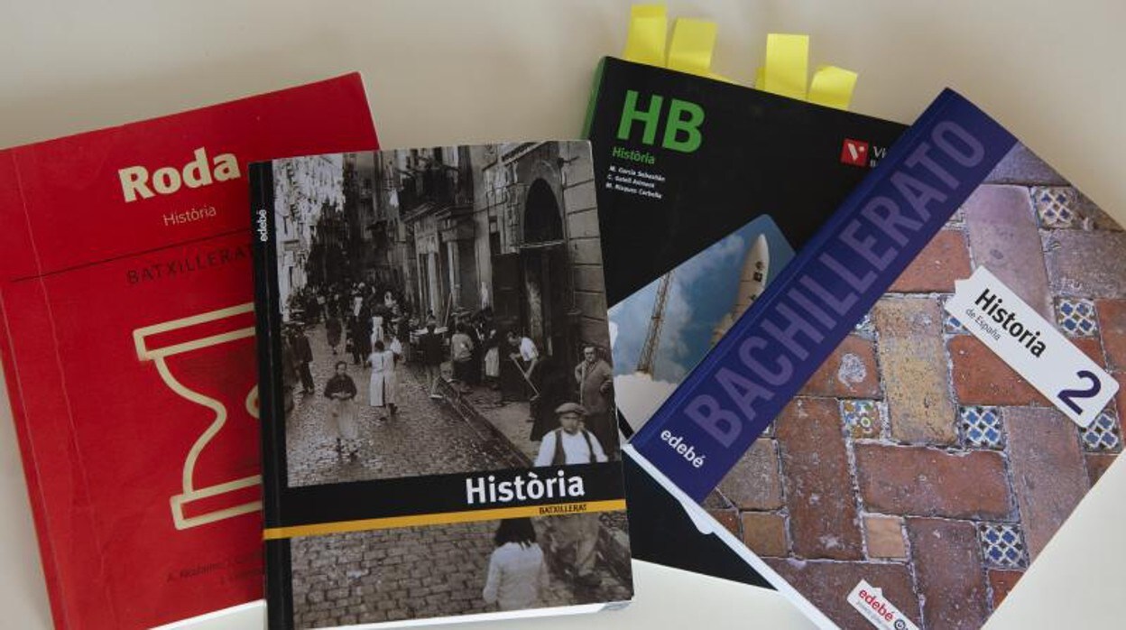 Portadas de los libros de Historia de España de Bachillerato en Cataluña