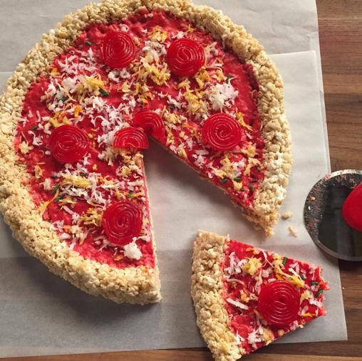 Pizza de arroz inflado