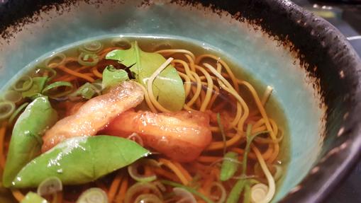 La tempura soba de té verde y calabaza de Kappo