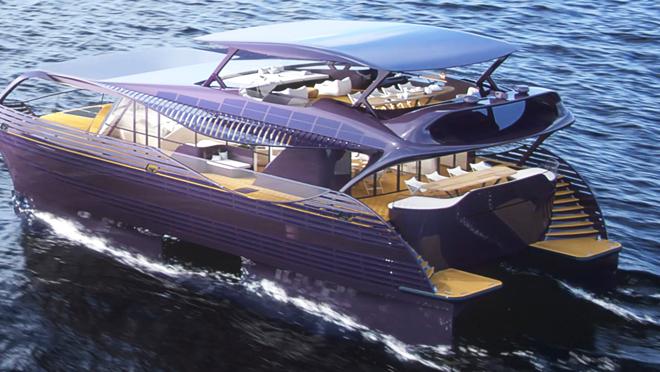 Su diseño se distribuye en tres niveles que optimizan el espacio del yate