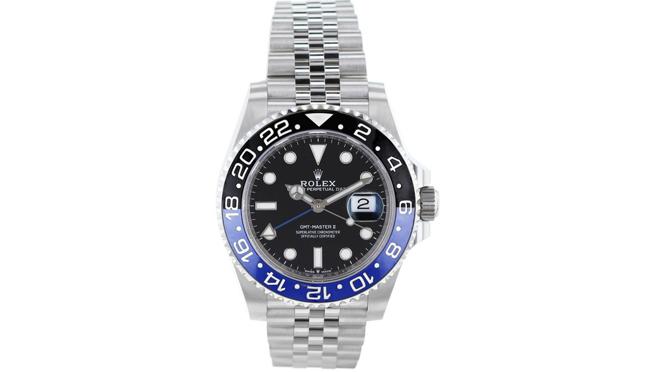 Rolex_GMT Master II Datejust en acero con brazalete Jubilé, esfera negra y un bisel Cerachrom azul y negro de segunda mano de venta en Vestiaire Collective