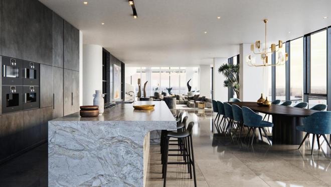 La casa incluye cocina de concepto abierto y otra de servicio cerrada