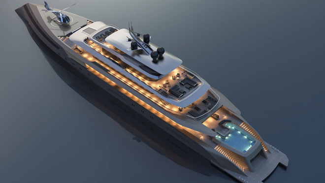 El súper yate de lujo cuenta con helipuerto, entre otras comodidades