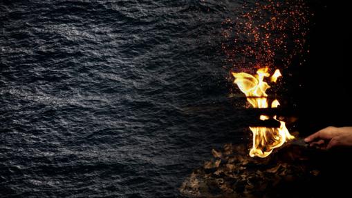 Brasas en el restaurante Elkano