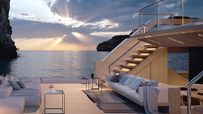 El camarote principal dispone de terraza privada y jacuzzi