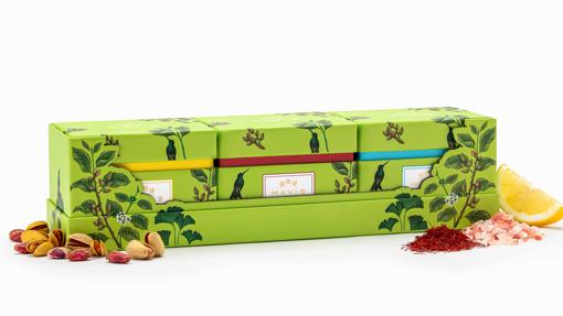 Caja con tres variedades de pistachos de Mavis